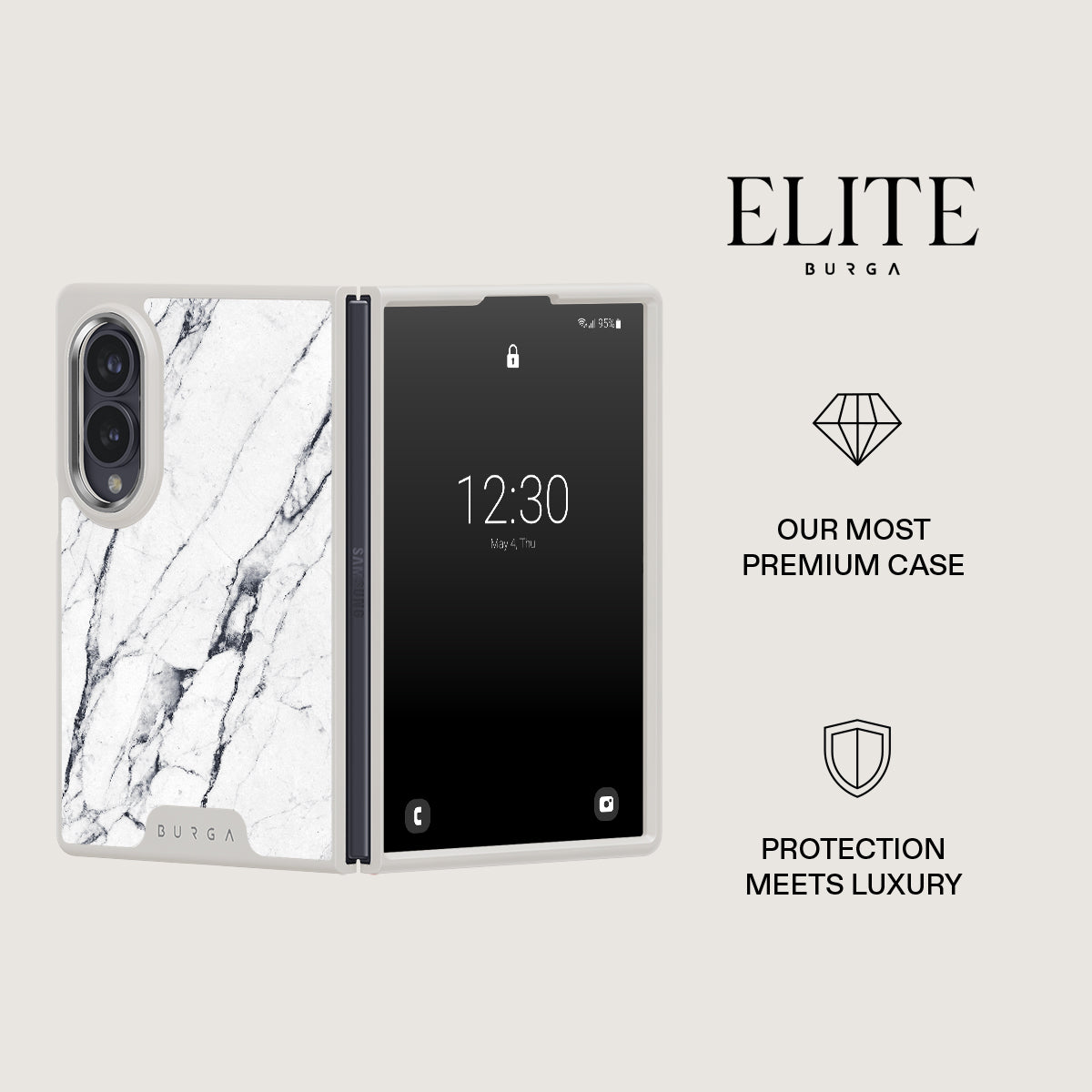 Satin White - Marble Samsung Galaxy Z Fold 8 Case