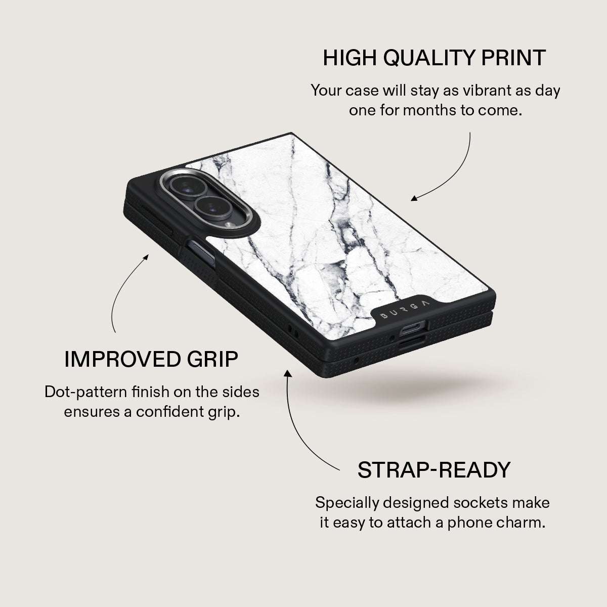 Satin White - Marble Samsung Galaxy Z Fold 8 Case
